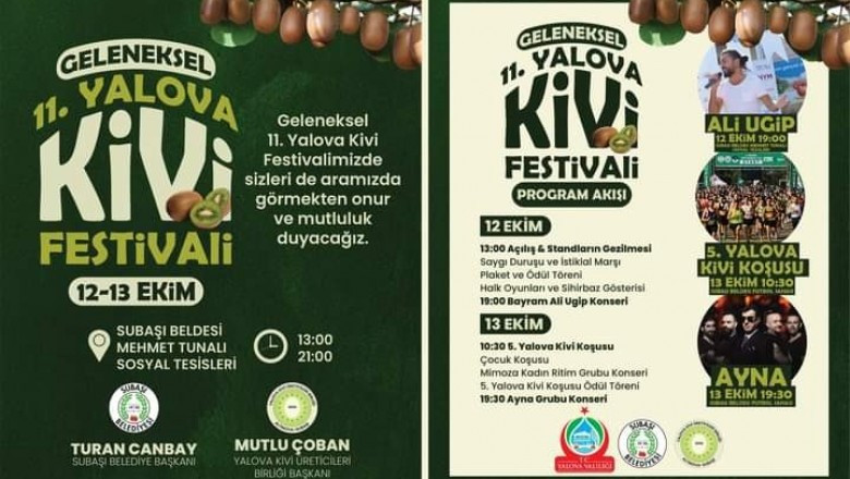11. GELENEKSEL YALOVA-SUBAŞI KİVİ FESTİVALİ BAŞLIYOR