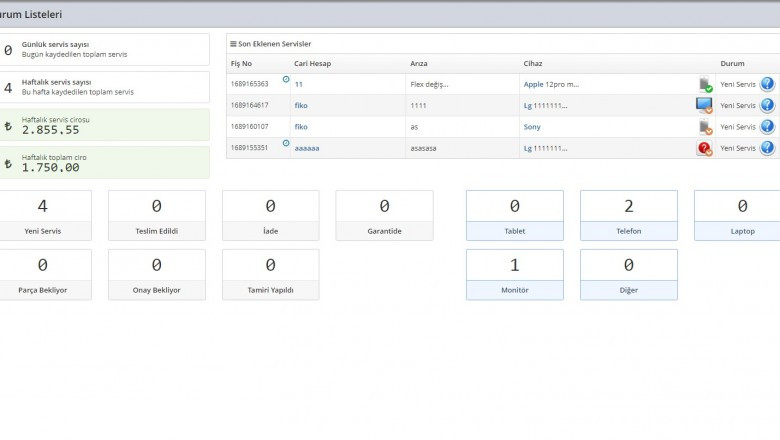 Cep Telefonu Teknik Servis Yönetimi - Web Tabanlı