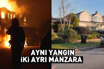 Aynı yangın iki ayrı manzara! Bir taraf küle dönerken diğer taraf sapasağlam...