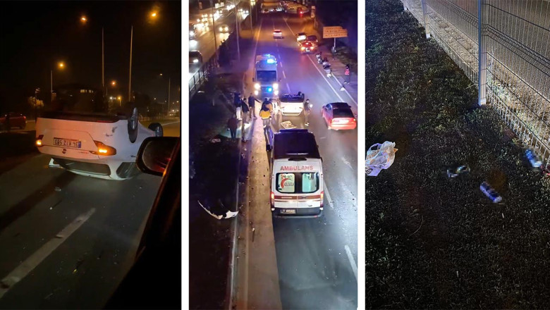 Yalova'da minibüse çarpan otomobil takla attı