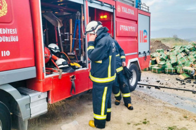 22 Ton Mangal Kömürü Yüklü Tırda Yangın