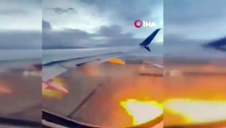 Gökyüzünde dehşet anları! Yolcu uçağının motoruna tavşan girdi motor alev aldı