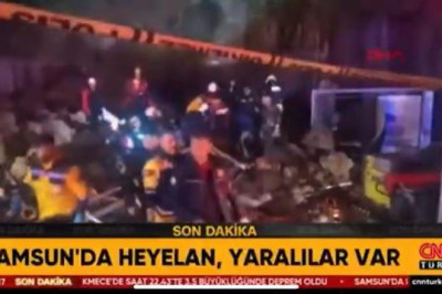 Son dakika: Samsun'da heyelan! Kaya parçası benzin istasyonunda arabanın üzerine düştü