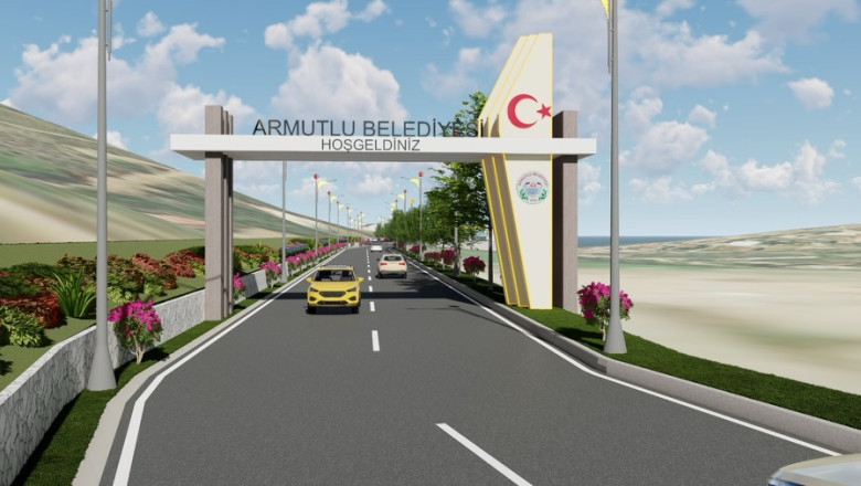 ARMUTLU GİRİŞİNDE DÖNÜŞÜM BAŞLADI: 500 METRELİK HATTA IŞIK, YEŞİL VE ESTETİK DOKUNUŞ