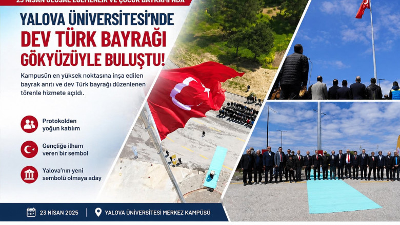 DEV TÜRK BAYRAĞI TÖRENLE BİRLİKTE GÖNDERE ÇEKİLDİ