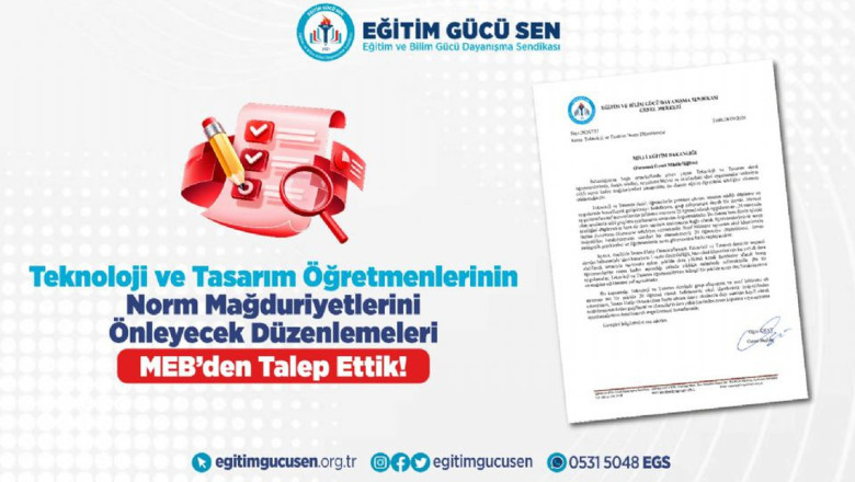 Eğitim Gücü Sen, MEB'e Teknoloji ve Tasarım öğretmenleri norm kadro başvurusu yaptı