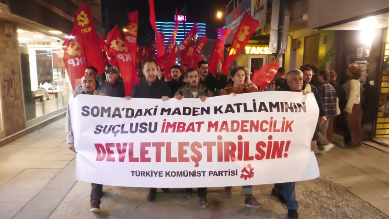 İzmir'de TKP'den Soma'da yaşamını yitiren işçiler için basın açıklaması: İşçi sınıfı, İmbat Madencilik'ten hesap sormak zorundadır