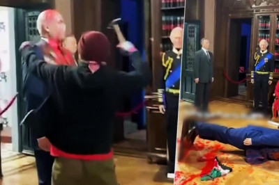 Netanyahu'nun heykelini parçaladı! Kırmızı boya döktü, çekiçle vurdu…