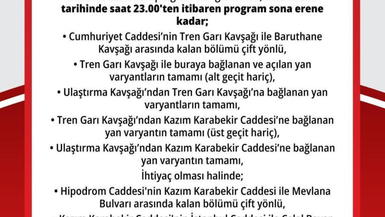 Ankara'da bazı yollar trafiğe kapatılacak