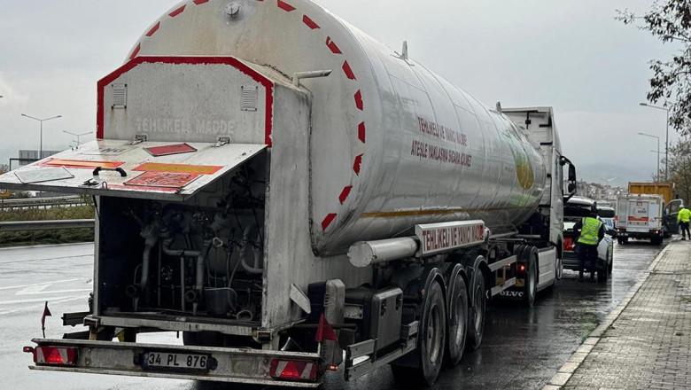 Doğalgaz yüklü tankerdeki kaçak korkuttu