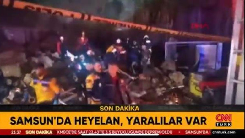 Son dakika: Samsun'da heyelan! Kaya parçası benzin istasyonunda arabanın üzerine düştü