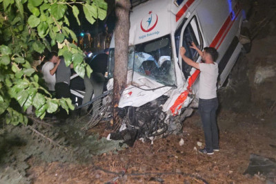 Kamyonetin Çarptığı Ambulans Bahçeye Uçtu: 5 Yaralı