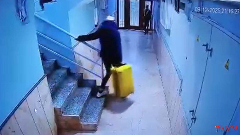 Güllü'nün kızı ve arkadaşının valizlerle kaçmaya çalıştığı anlar kamerada