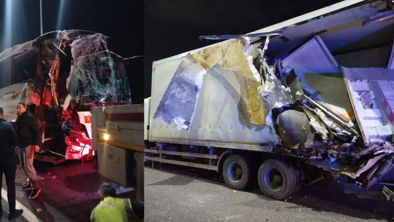 Kuzey Marmara Otoyolu'nda feci kaza! Yolcu otobüsü ile TIR çarpıştı: 10 yaralı