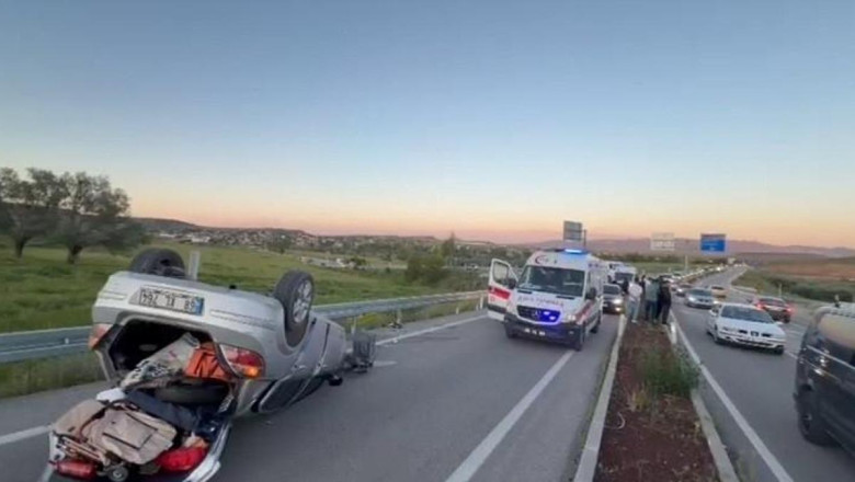 Piknikten dönen ailenin bulunduğu otomobil takla attı: 4'ü çocuk 7 yaralı