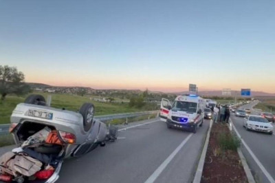 Piknikten dönen ailenin bulunduğu otomobil takla attı: 4'ü çocuk 7 yaralı