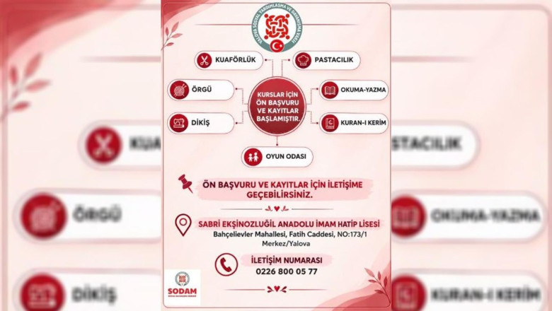 Yalova SODAM’da Mesleki ve Sosyal Kurslar İçin Ön Başvurular Başladı